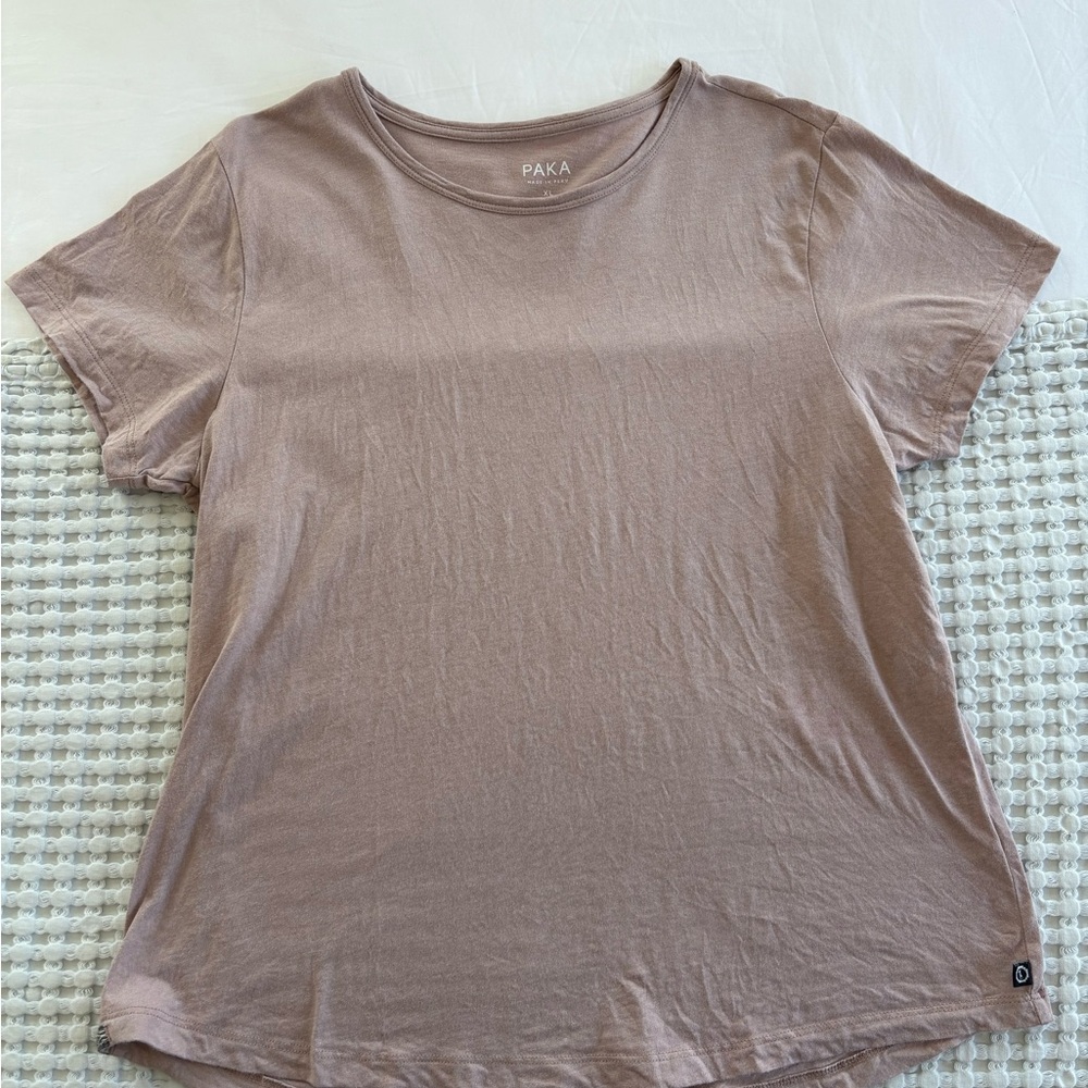PAKA APPAREL Women's Soft Brown Short Sleeve Tee, alpaca fiber, XL, LIKE NEW!
